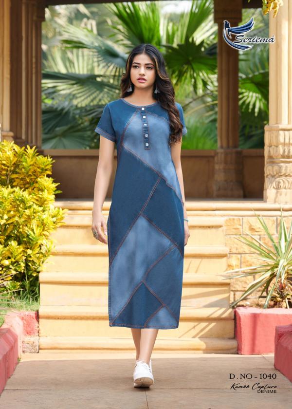 Seriema Kumb Capture Fancy Cotton Denim Kurti 